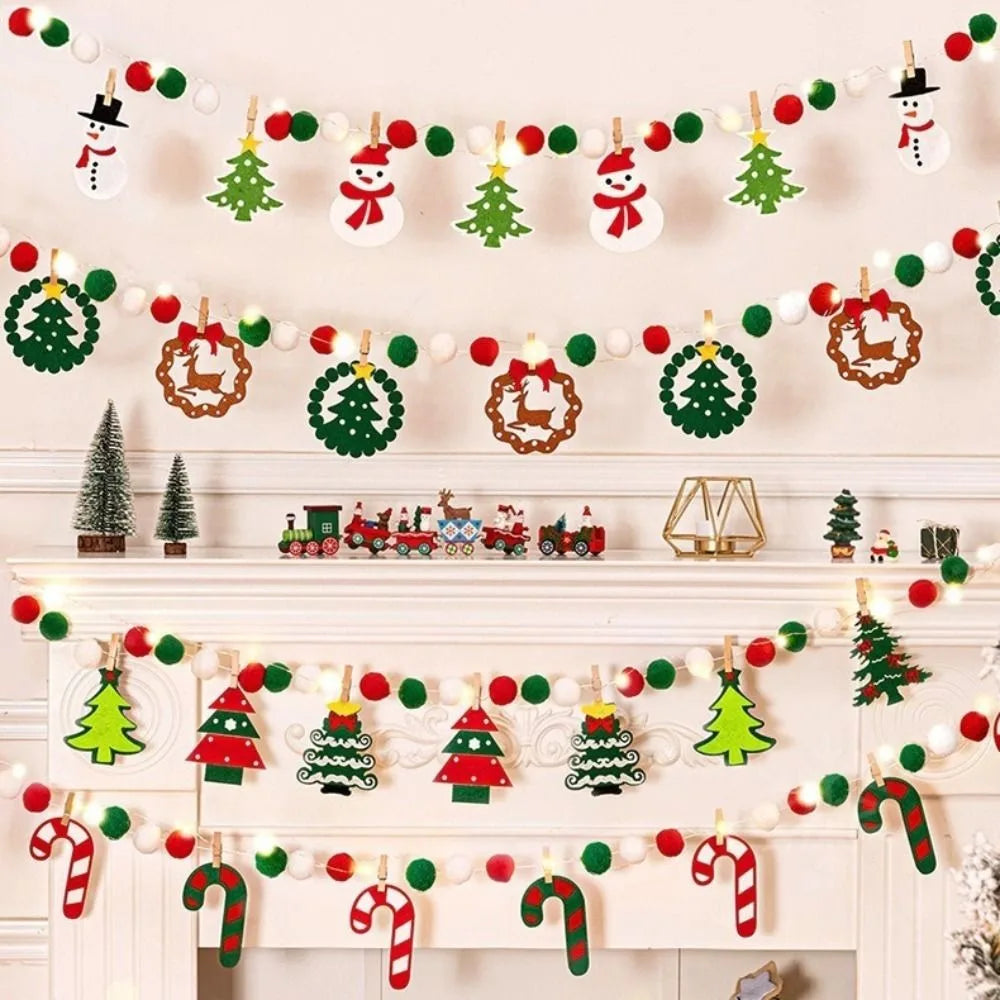 DIY Felt Christmas Banner Set – Furry Balls & LED Lights