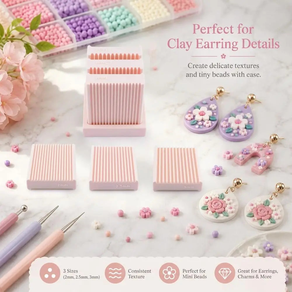 Mini Polymer Clay Bead Maker Set – 1mm, 1.5mm & 2mm Rollers