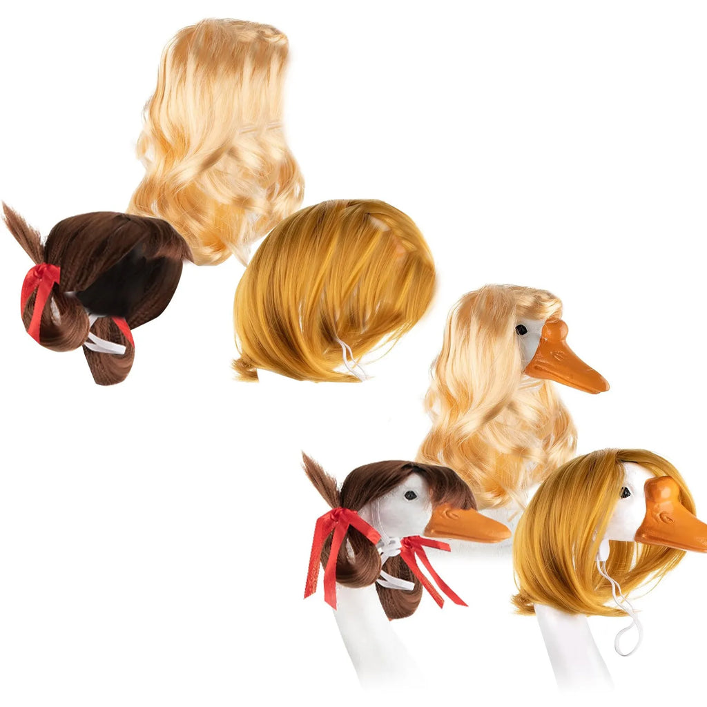 3-Pack Crocheted Goose Wig Costume Set – Porch Décor Accessory