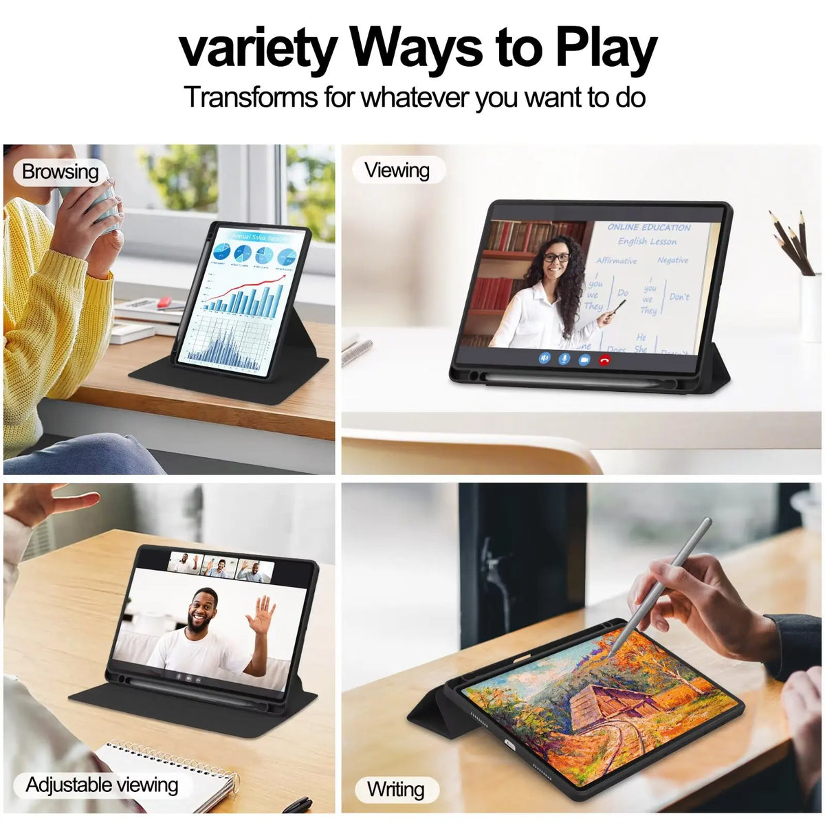 Honor Pad X8a X8b 11" Case – Tri-Fold, Pen Slot, 360° Stand