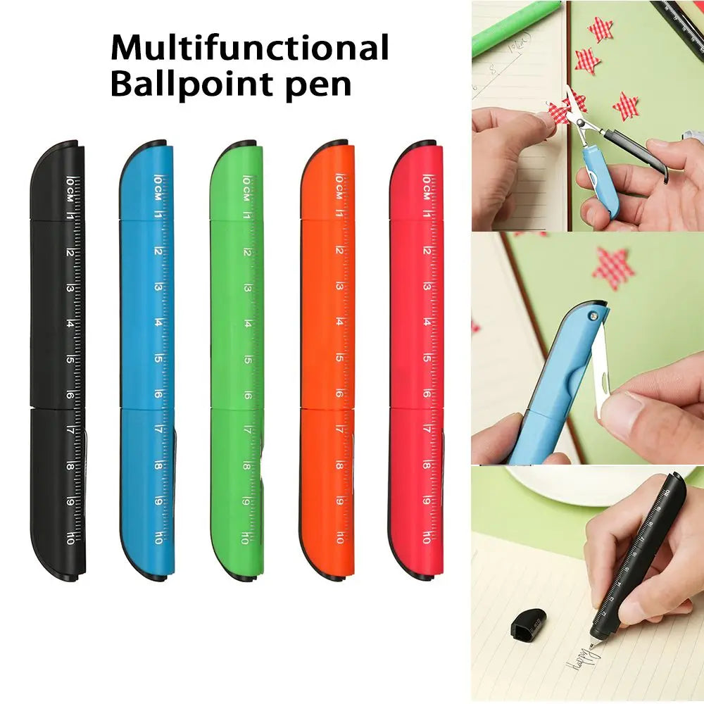 Multifunction Ballpoint Pen with Ruler – 6 Colors, 1.0mm
