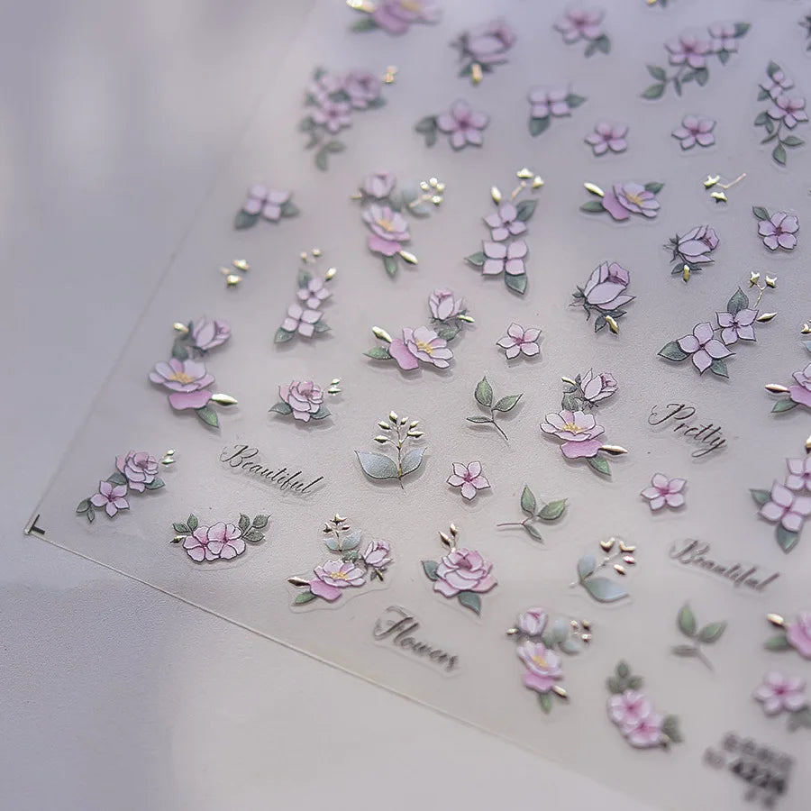 Nail Art Stickers – Clover Jelly Flower Rhinestone Laser Decals