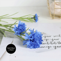 Silk Cornflower Artificial Bouquet 3 Forks Long Stem Blue