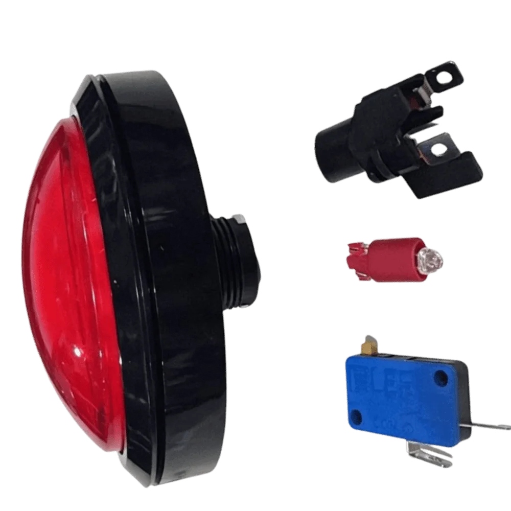 4-Pack 100mm LED Illuminated Arcade Push Button Red Convex