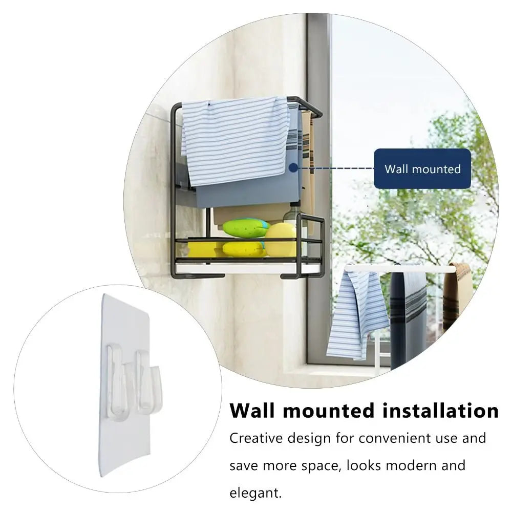 Wall-Mounted Kitchen Cloth Rack – Punch-Free Drainer Shelf