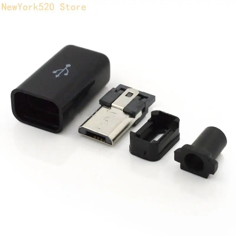 10-Pack USB 2.0 Male Welding Plug 5-Pin Black Cover