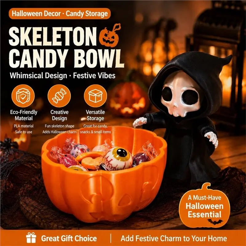3D Printed Halloween Grim Reaper Candy Bowl – PLA Pumpkin