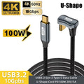 100W U-Shape USB-C Cable 10Gbps 5A Fast Charge 4K@60Hz