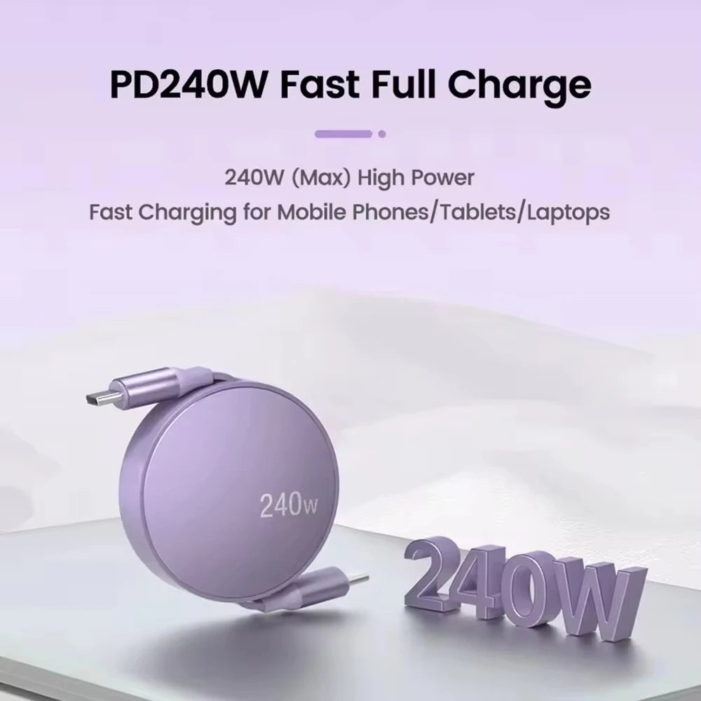 USB-C Retractable 240W Fast Charging Cable 1M | VIBE