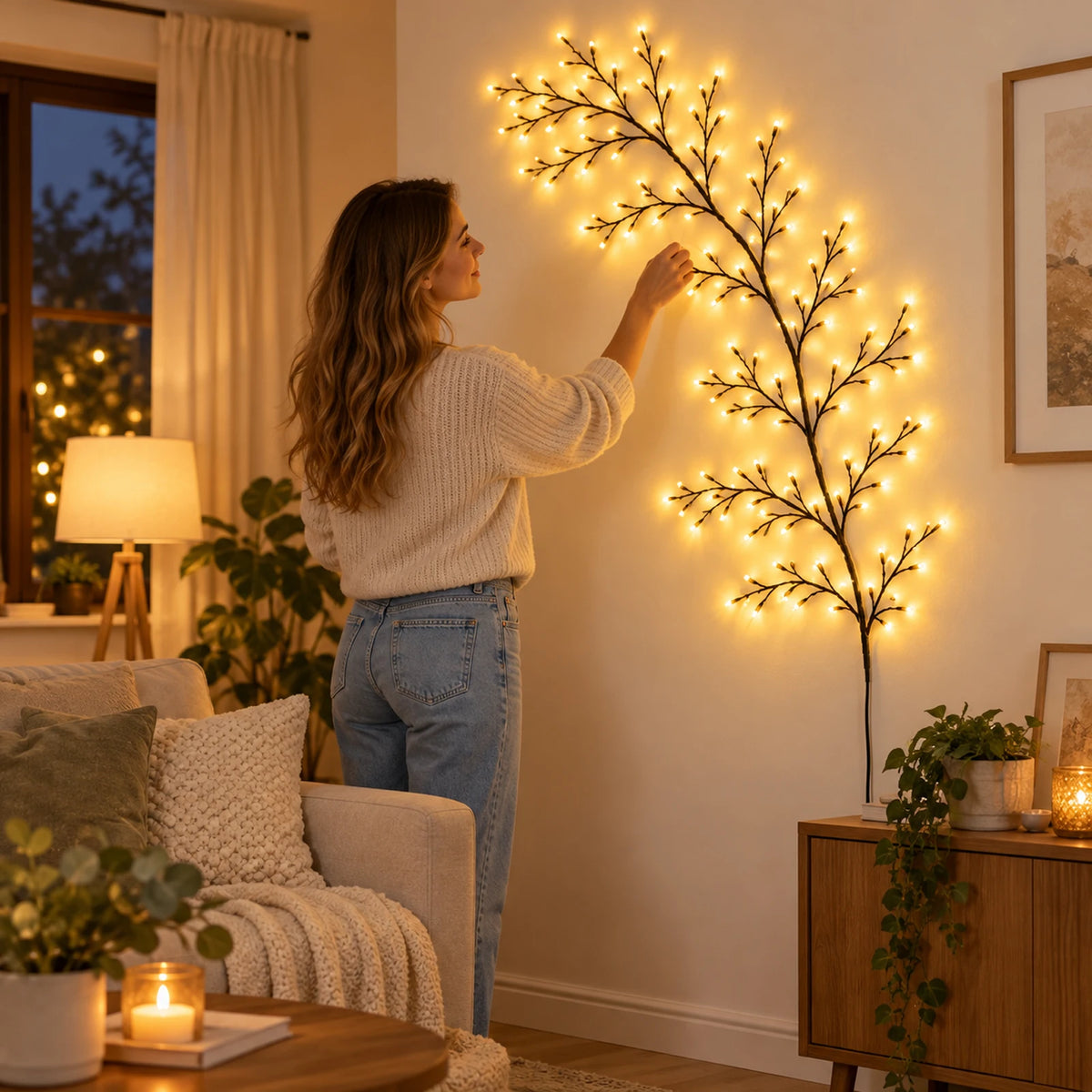 Remote Control LED Branch Fairy Lights – Warm White & Timer