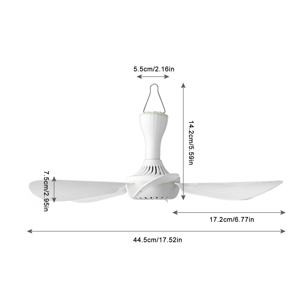 Silent 6-Blade USB Ceiling Canopy Fan – Camping & Dorm Hanging Fan