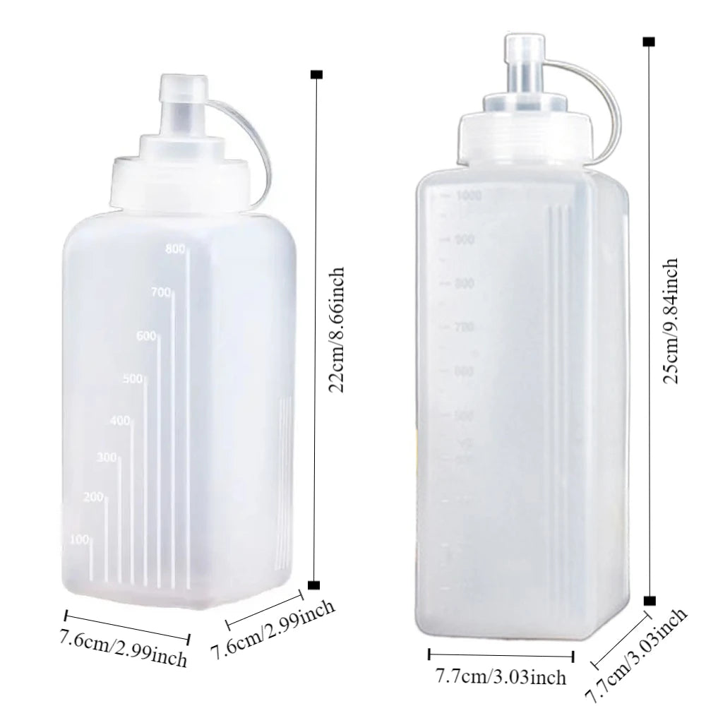 PE Sauce Squeeze Bottle 800/1000ml Leak-Proof Condiment Dispenser