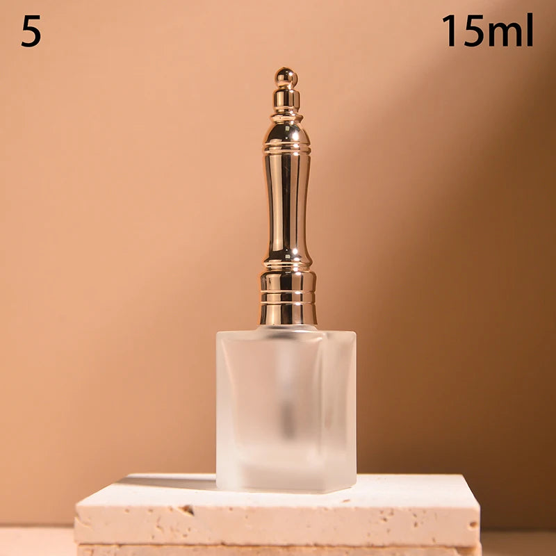 15ml Frosted Glass Nail Polish Bottle with Lid & Brush