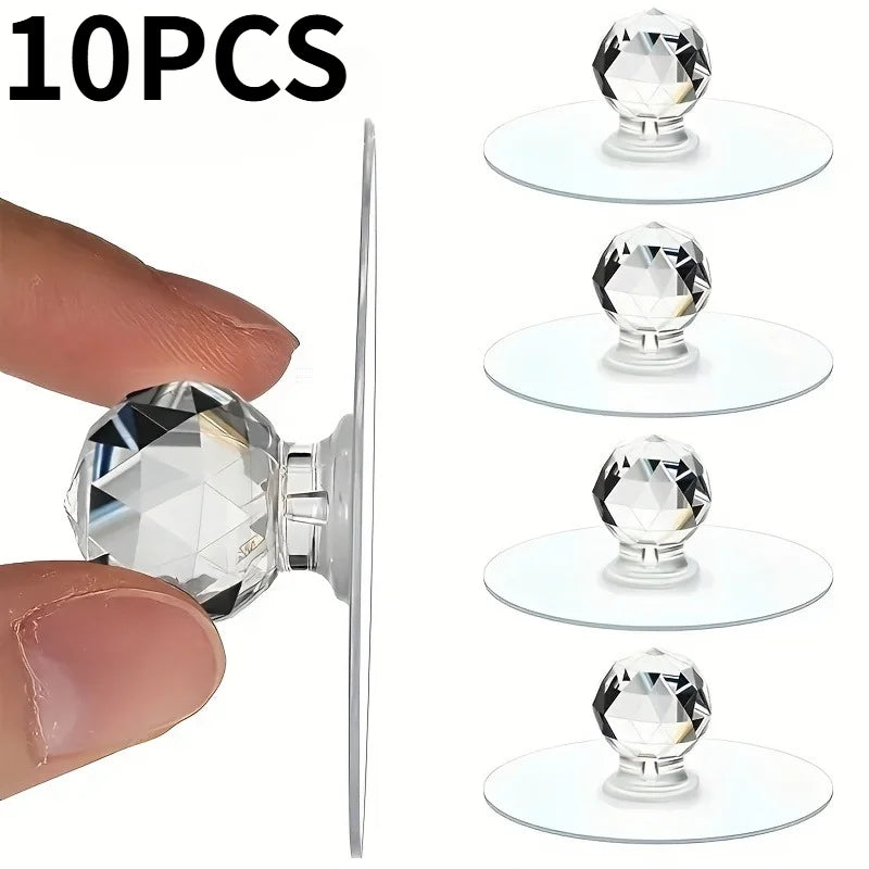 Crystal Ball Self-Adhesive Cabinet Drawer Handles 5/10 Pack