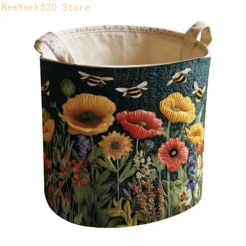 Quilted Foldable Laundry Bin with Handles | Bedroom Organizer