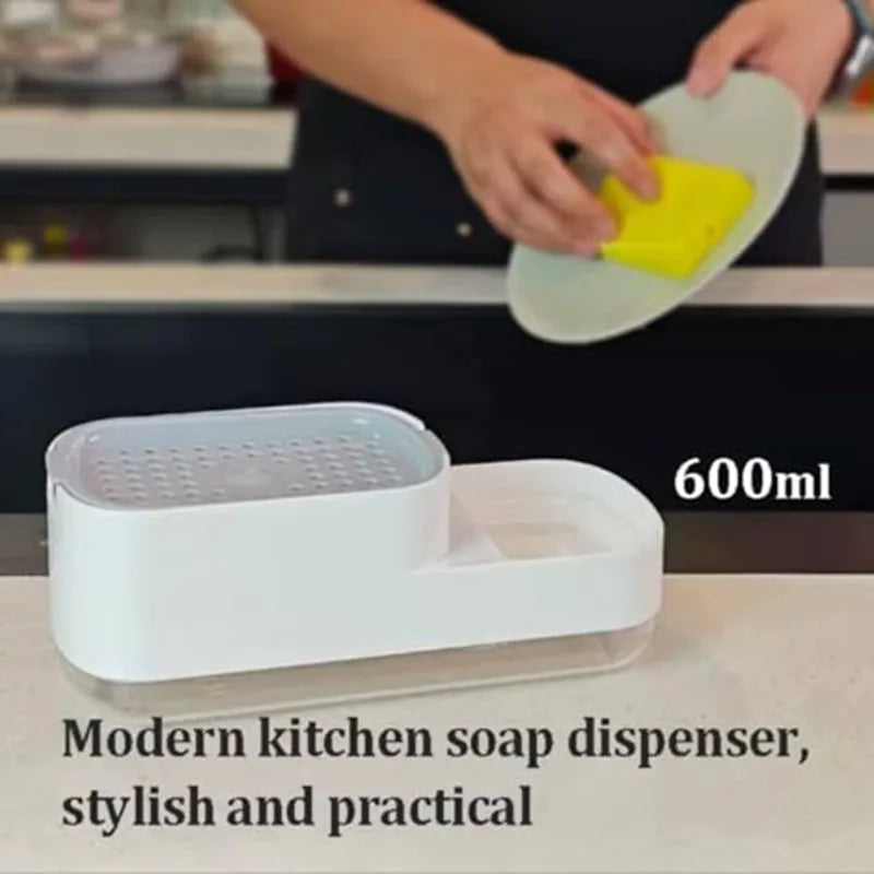 Soap Dispenser with Sponge Holder & Storage Box | Kitchen Bath