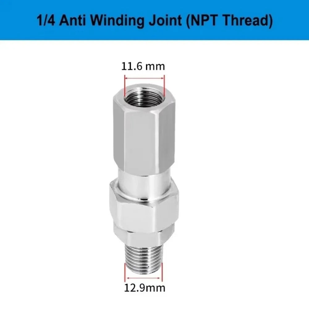 360° Stainless Steel Pressure Washer Swivel Joint 1/4 & 3/8" NPT