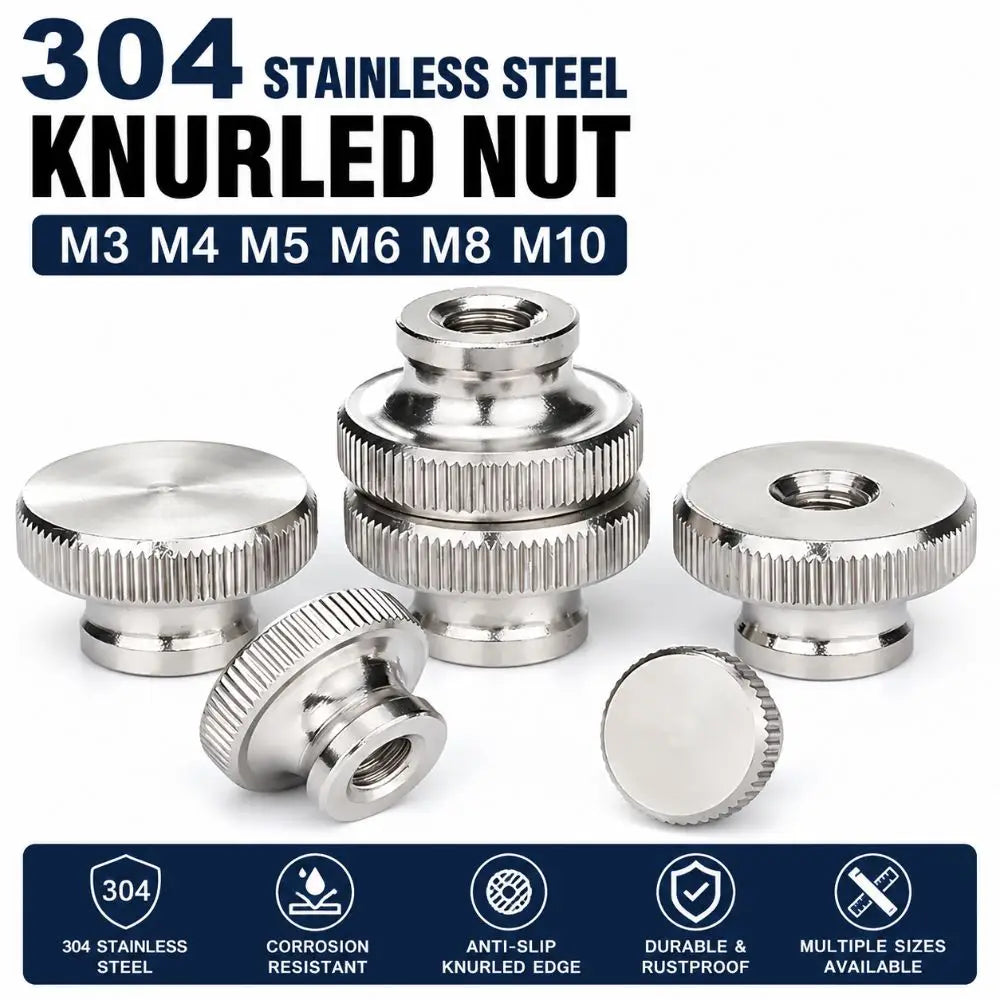 304 Stainless Steel Knurled Hand Nut M3–M10 GB806 Standard