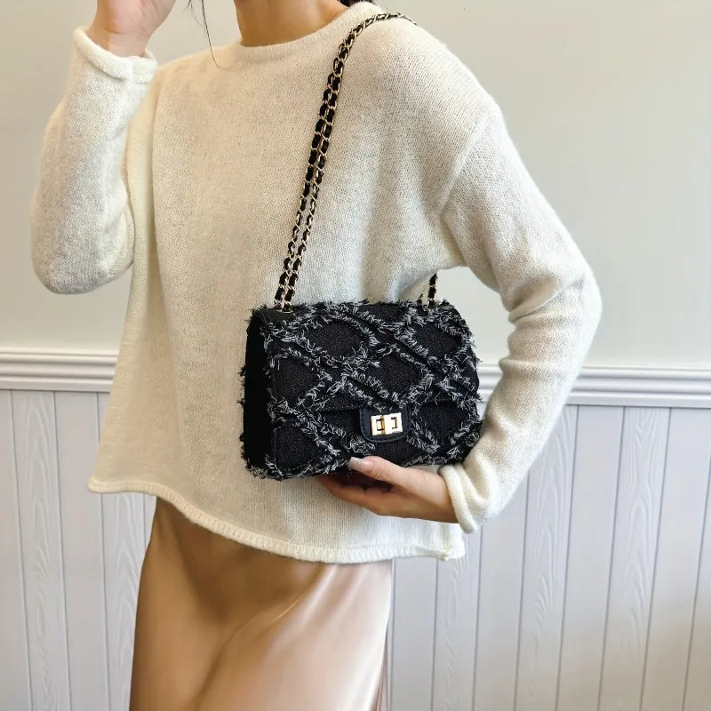 Women's Mini Crossbody Bag – Chain Strap & Lock Detail