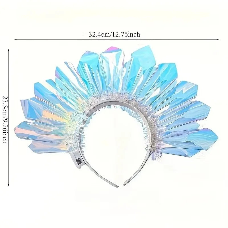 LED Floral Crown Headpiece – Rainbow Laser Light Effects