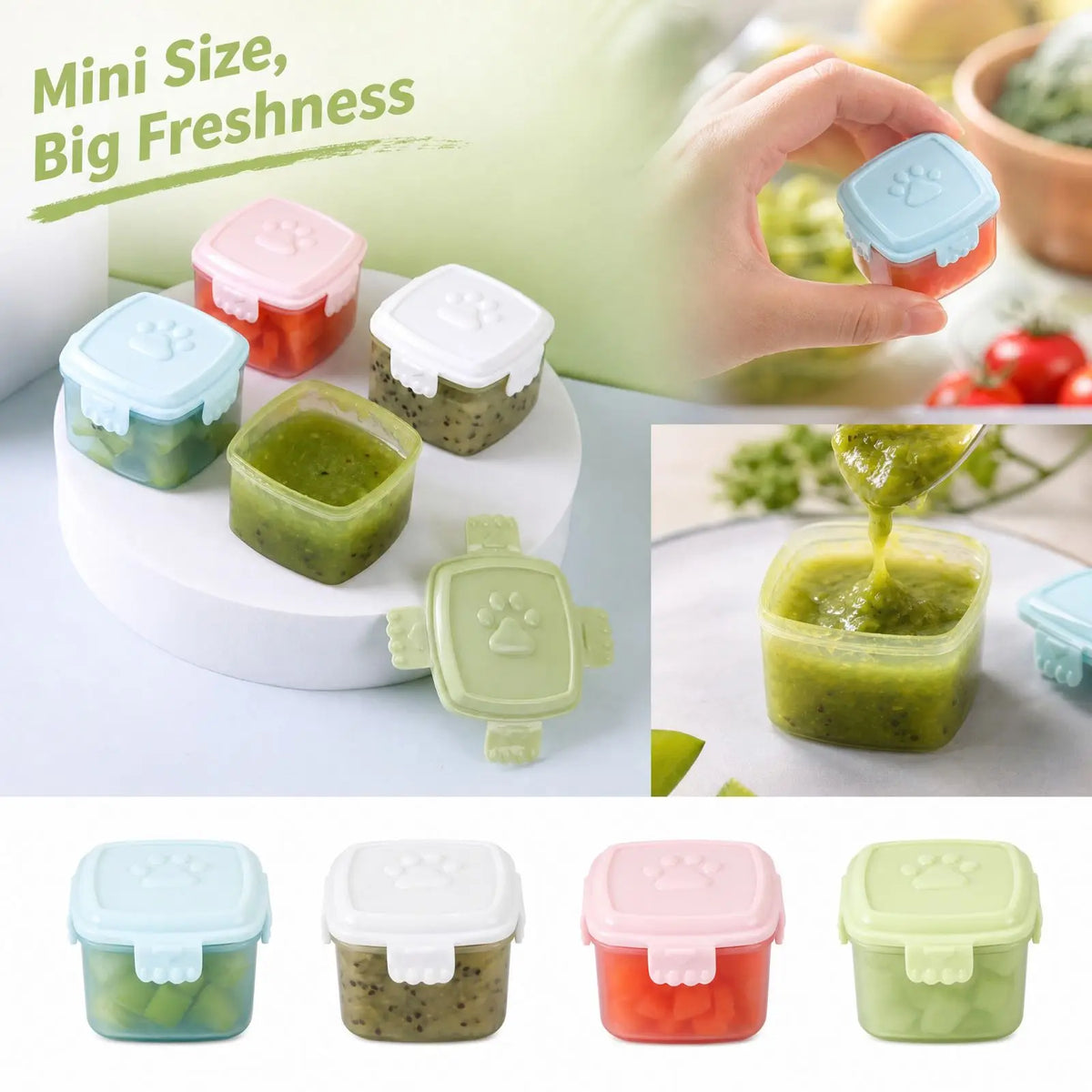 4-Pack Condiment Containers with Lids – Lunch Box Dressing Jars