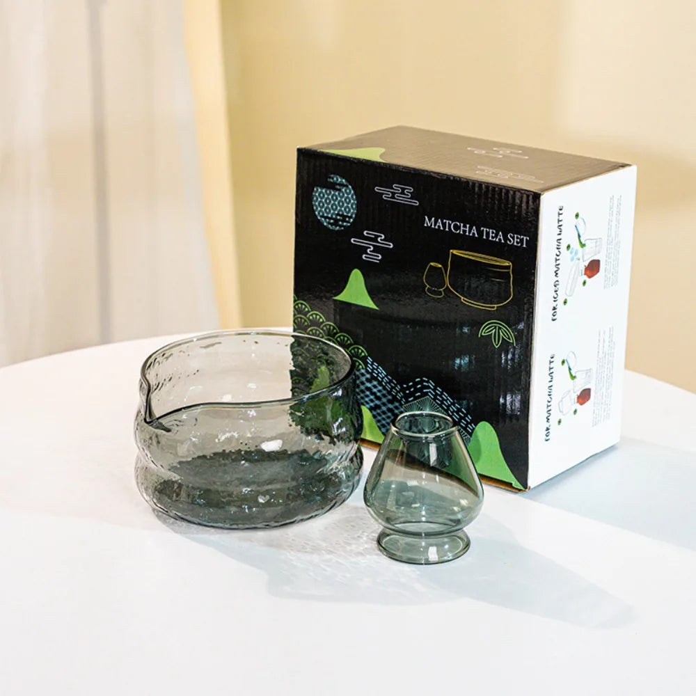 Glass Matcha Bowl with Pouring Spout – Japanese Tea Set