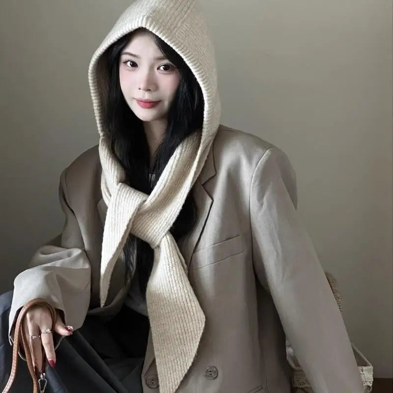 Women's 2-in-1 Knit Hat & Scarf – Winter Neck Warmer