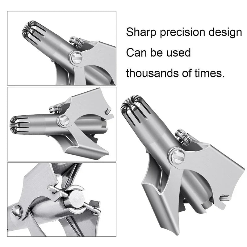 Manual Stainless Steel Nose Hair Trimmer – Silent & Washable