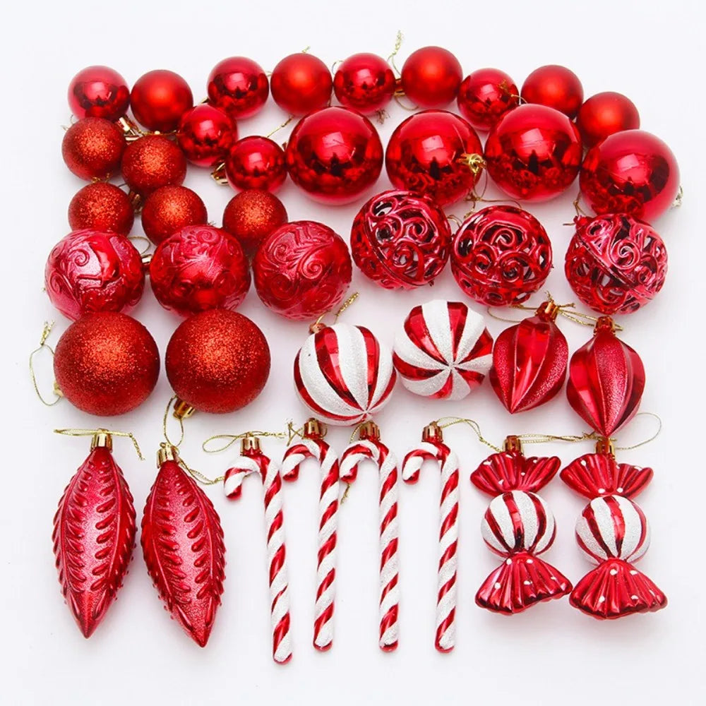 40PCS Shatterproof Christmas Ball Ornaments – Candy Cane Design