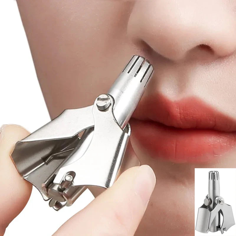Manual Stainless Steel Nose Hair Trimmer – Silent & Washable