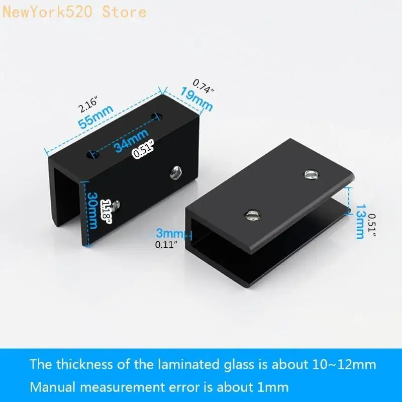 2-Pack Aluminum Glass Shelf Brackets Wall-Mount Clamps