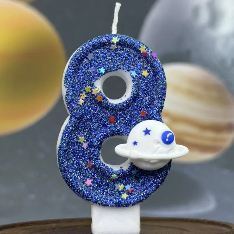 Number Birthday Candles Planet Universe Cake Topper