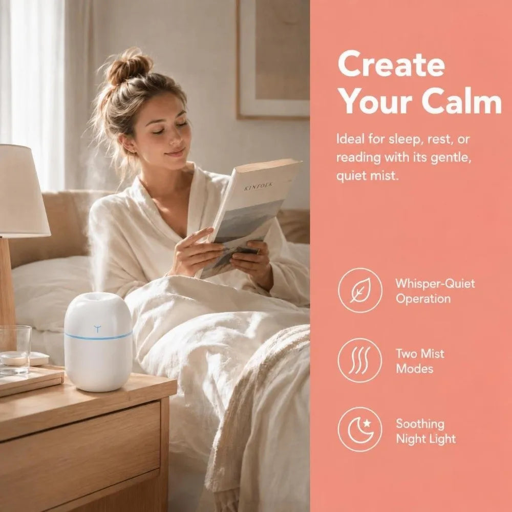2-Pack USB Mini Humidifier 220ml Aroma Diffuser & Night Light