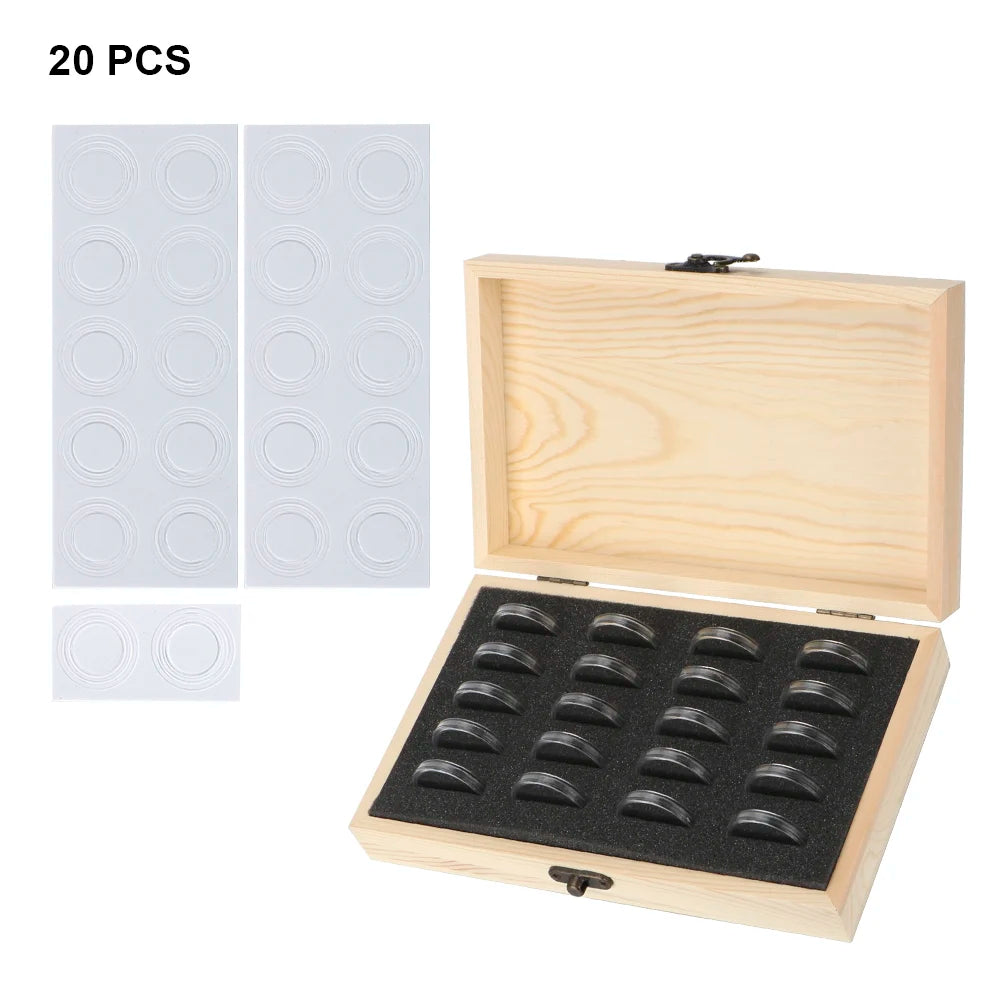 Wooden Coin Storage Box with Capsules & Pads – 20 to 100 Slots