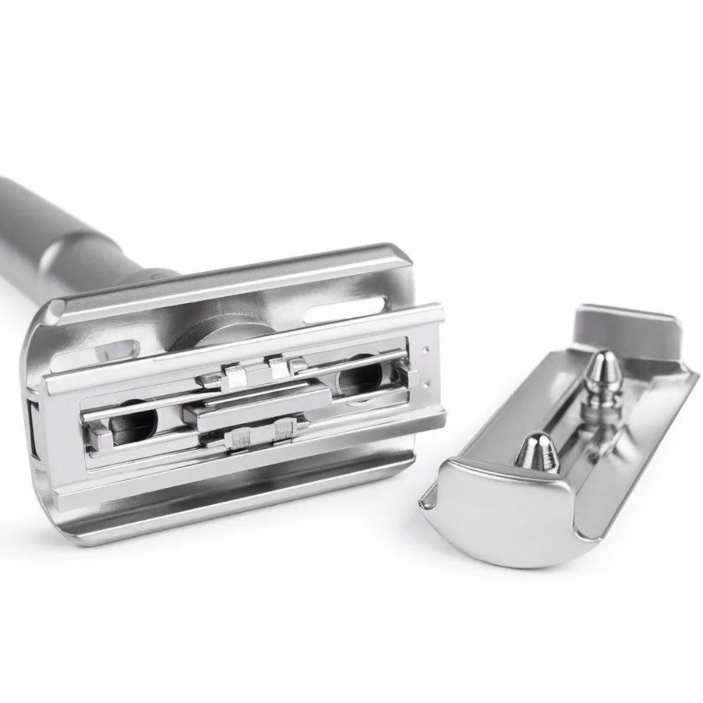 Adjustable Double Edge Safety Razor for Men + 5 Blades & PU Bag