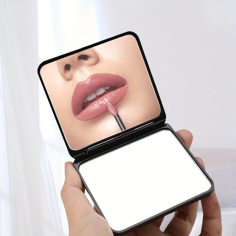 Rhinestone Folding Makeup Mirror – Dual-Sided Compact