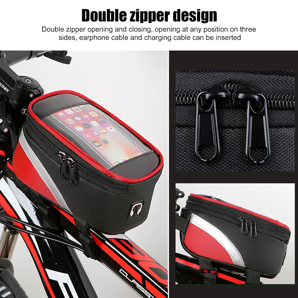 Waterproof MTB Bike Frame Bag – Touch Screen Phone Holder 6.7"