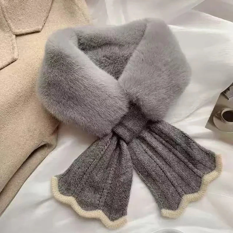 Women's Winter Plush Faux Rabbit Fur Neck Warmer Scarf