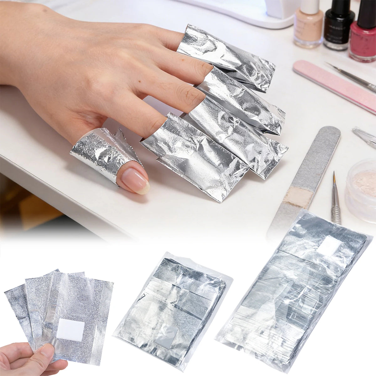 Gel Nail Polish Remover Foil Wraps with Cotton Pads 50/100Pcs