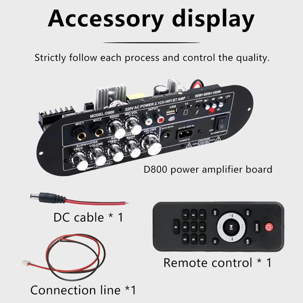 VIBE D800 Bluetooth 5.0 Amplifier Board 2.1Ch 50W+100W