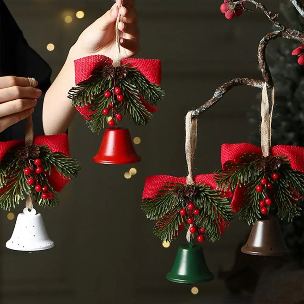 Metal Christmas Bell Pendant – Jingle Bowknot Holiday Decor