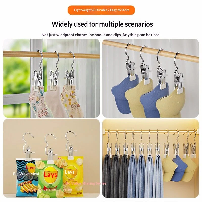 Stainless Steel Clothespin Clip Anti-Slip Clothes Hanger Hook