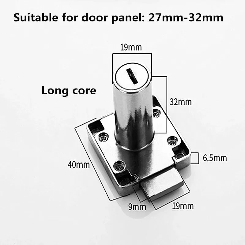 Zinc Alloy Cam Drawer Lock with 2 Keys – 3 Colors & 2 Sizes