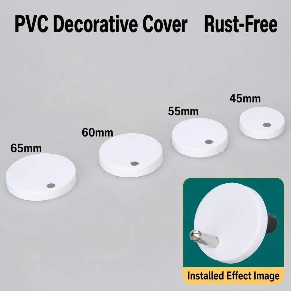 Toilet Bolt Caps PVC & Stainless Steel 55/60/65mm | 1 Pair