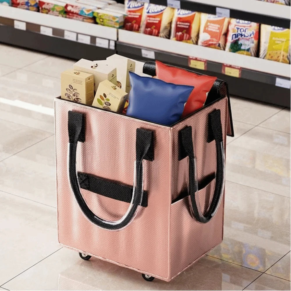 Foldable Reusable Shopping Bag on Wheels – Waterproof, Large