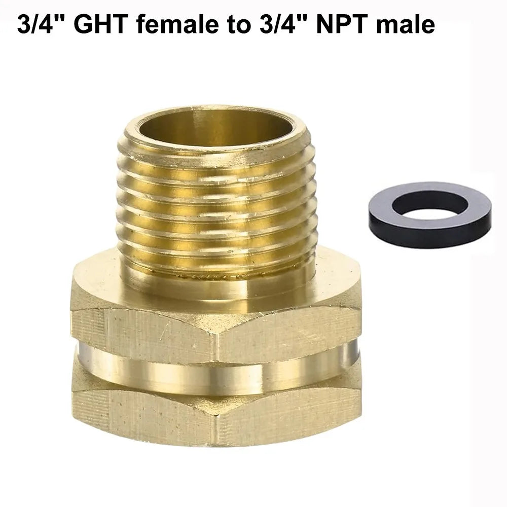Brass 3/4" GHT to NPT Male Garden Hose Adapter Fitting