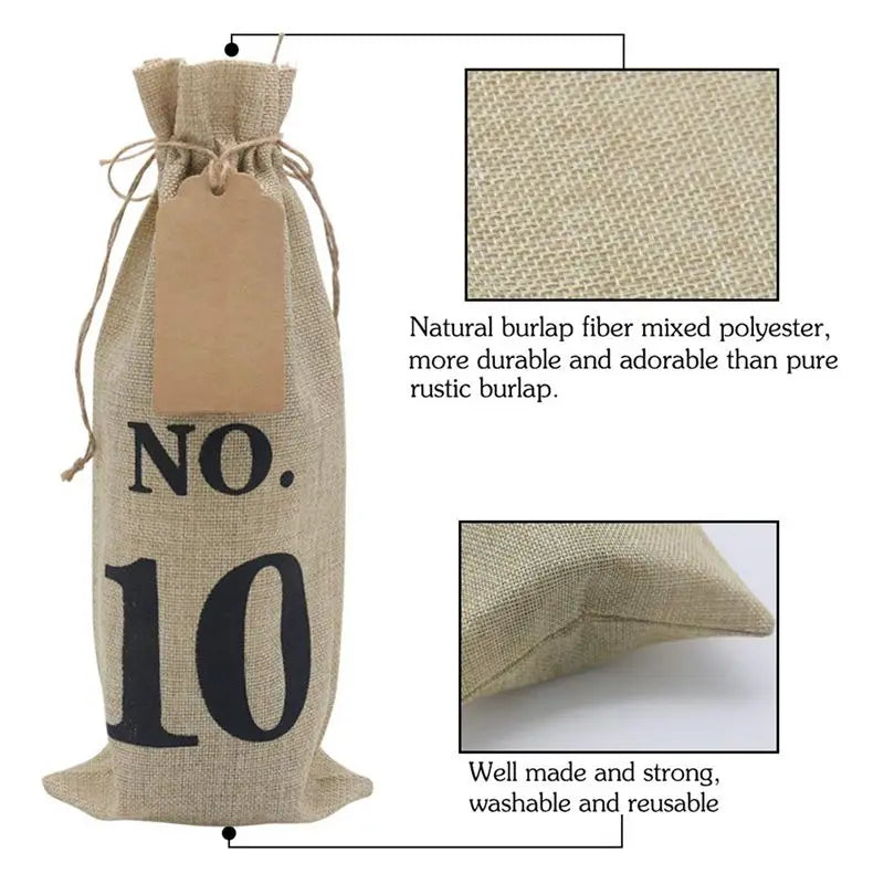 20-Pack Numbered Burlap Wine Bags | Blind Wine Tasting Gift