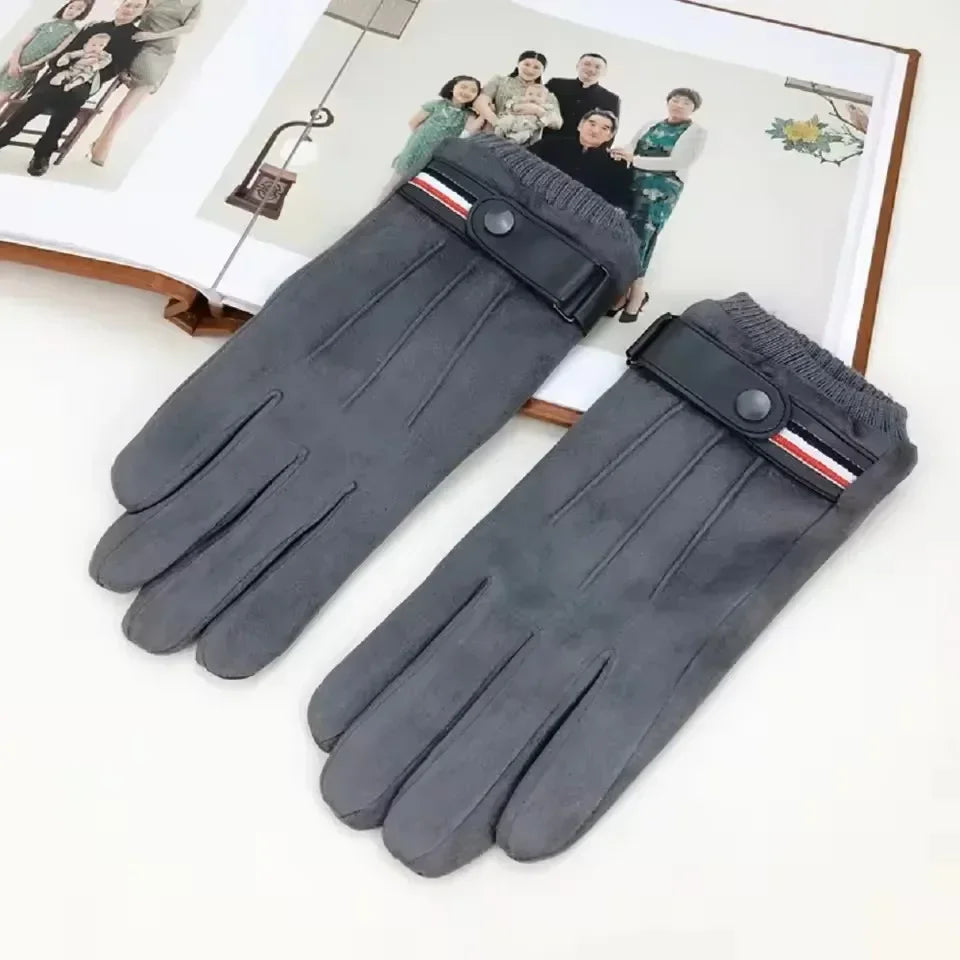 Men's Winter Suede Touchscreen Gloves – Military Style