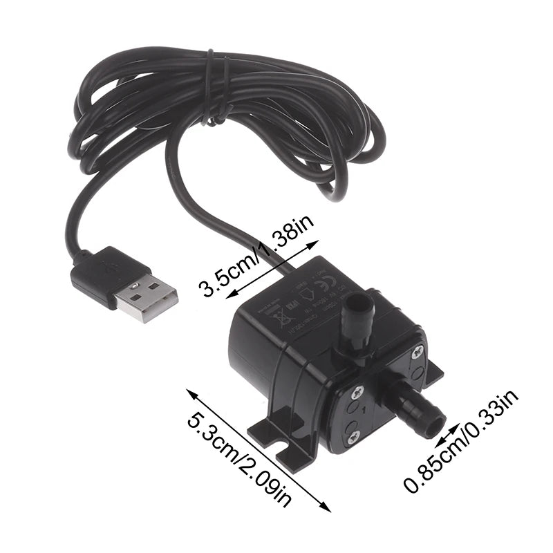USB Brushless DC Water Pump 5V 1W 130L/H Submersible Aquarium