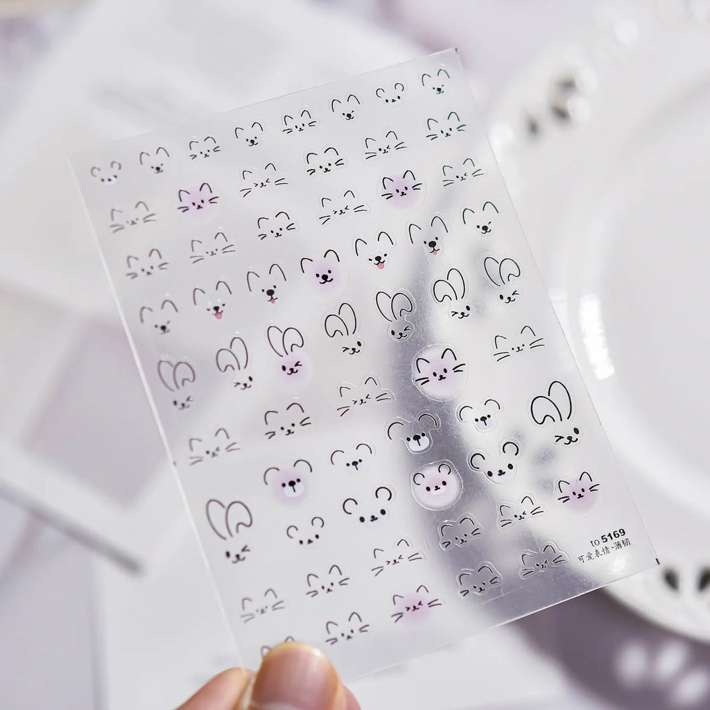 3D Cute Cat Nail Stickers – Flexible Self-Adhesive Decals